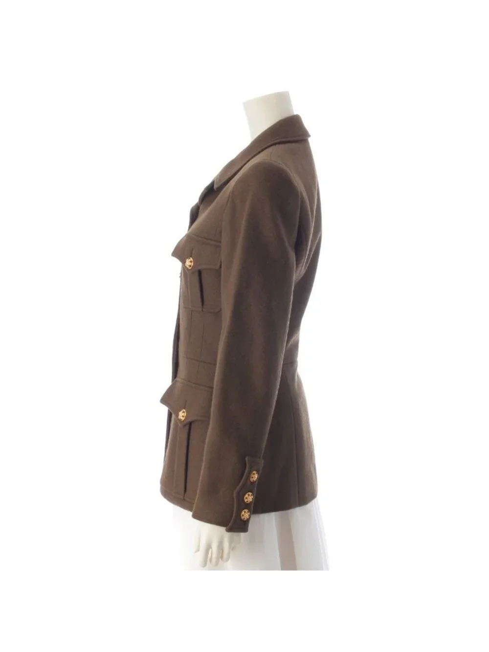 Chanel Wool Gripoix Button Tailored Jacket Khaki 38
